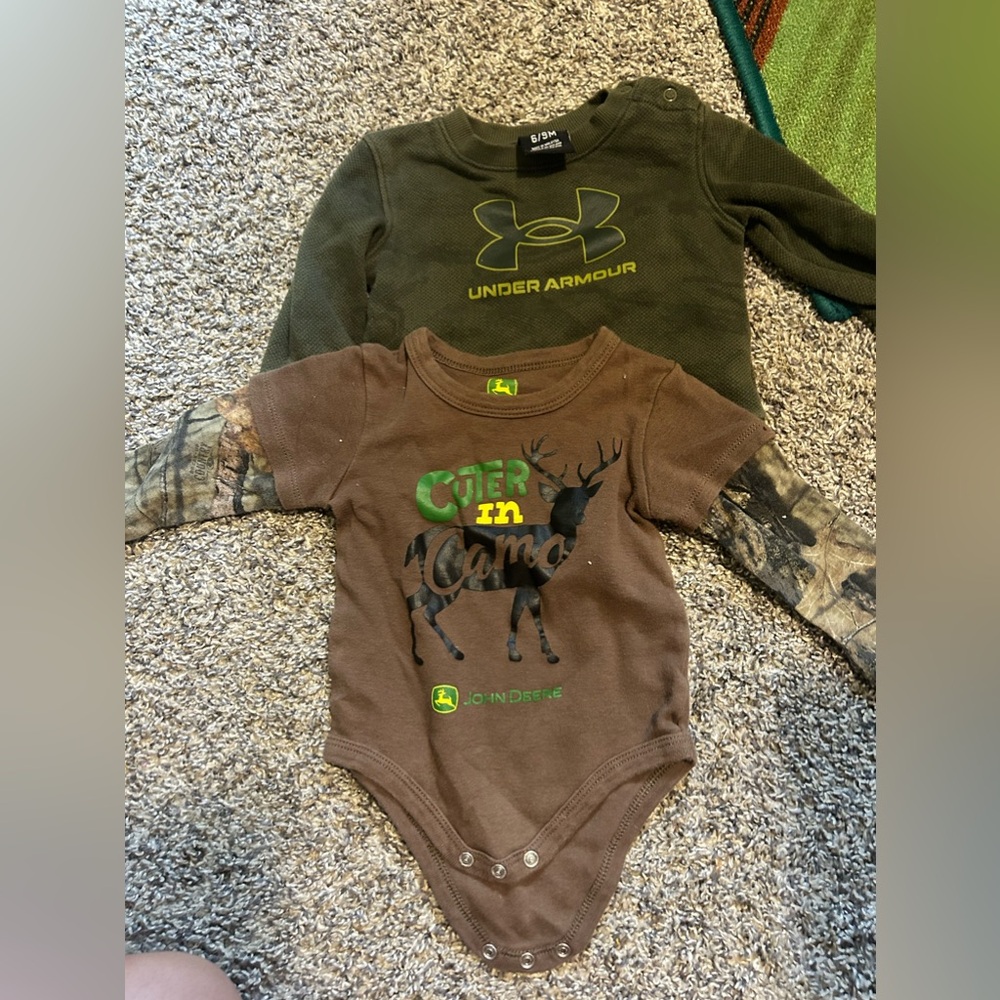 Boys baby 69 months, John Deere and under armor bodysuits country